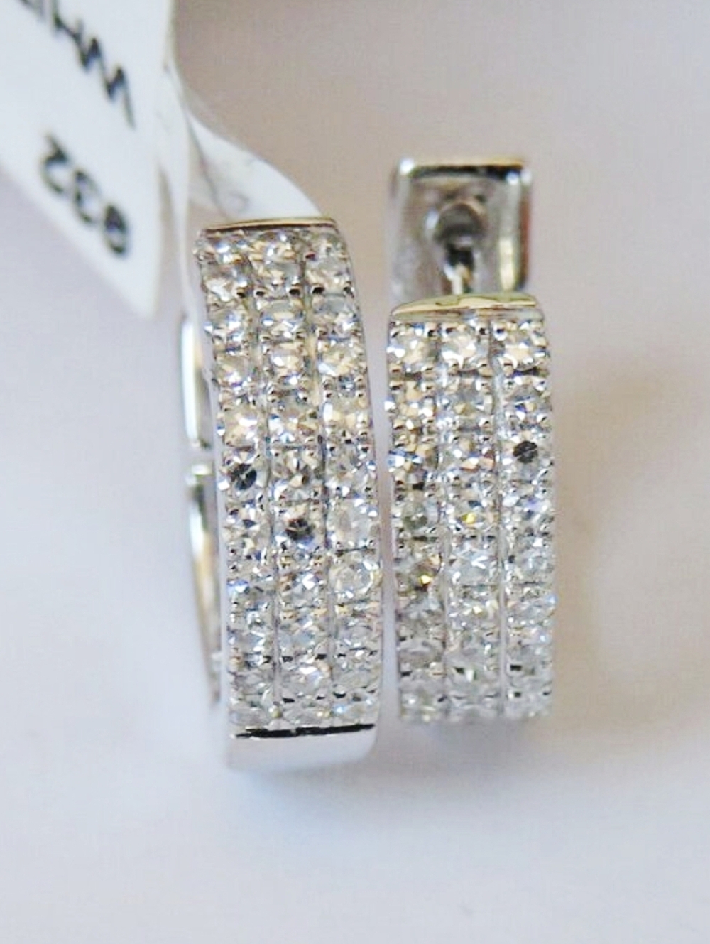 Saks Fifth Avenue 14K White Gold Diamond Mini Wide Hoops